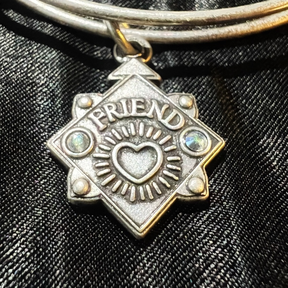 Alex and Ani - Charm Bangle Bracelet - Friends - Antique Silver Tone Metal NWT